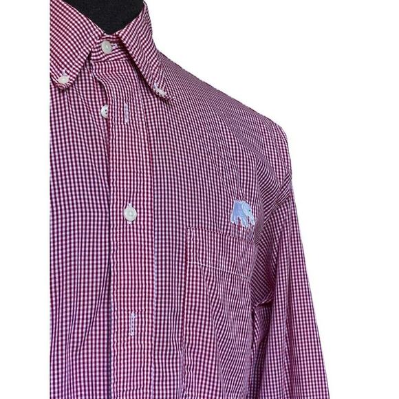 Size Medium Alabama Crimson Tide Elephant Men's Button Down Shirt Checked Long S - Picture 4 of 10